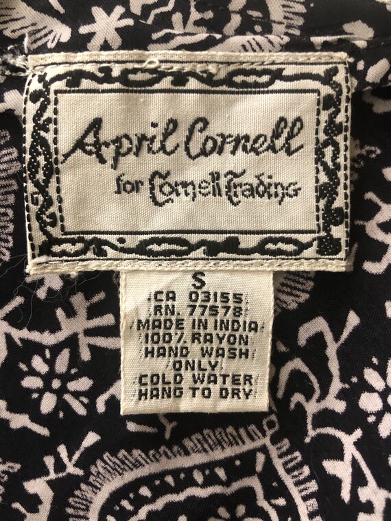 Vintage April Cornell Blouse Black & White Croppe… - image 8