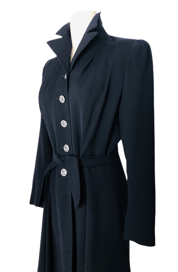 Vintage 1930s-1940s Deep Blue/Black Coat Fit & Fl… - image 5