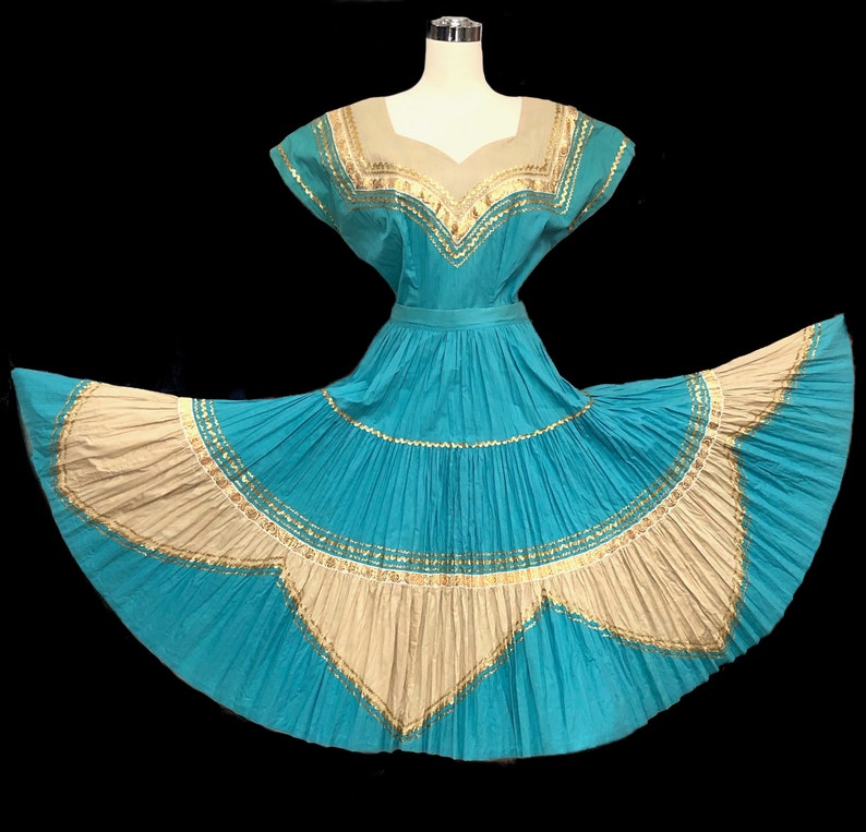 Vintage 50s Turquoise Patio Set Top & Full Circle Skirt Etsy