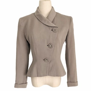 Vintage 40s Jacket Taupe Gabardine Asymmetrical with Peplum & Fab Buttons image 4