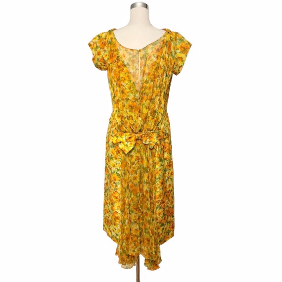 Vintage 50s Floral Silk Dupioni & Chiffon Dress M… - image 7