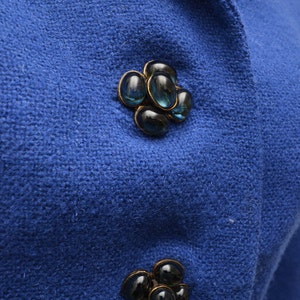 Vintage 50s 60s Cropped Jacket Lapis Blue Wool Amazing Cabochon Buttons image 4