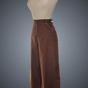 Vintage 50s High Waisted Cocoa Brown Pants White Stitching Rockabilly