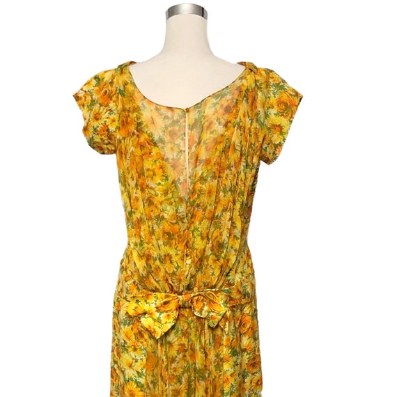 Vintage 50s Floral Silk Dupioni & Chiffon Dress M… - image 4