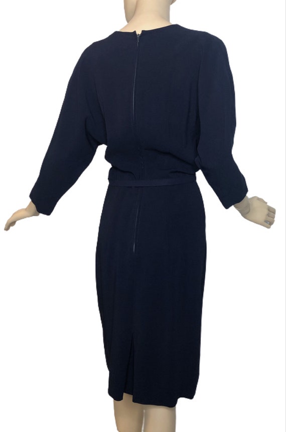 Vintage 40s Dress by Eisenberg Originals Navy Cre… - image 2