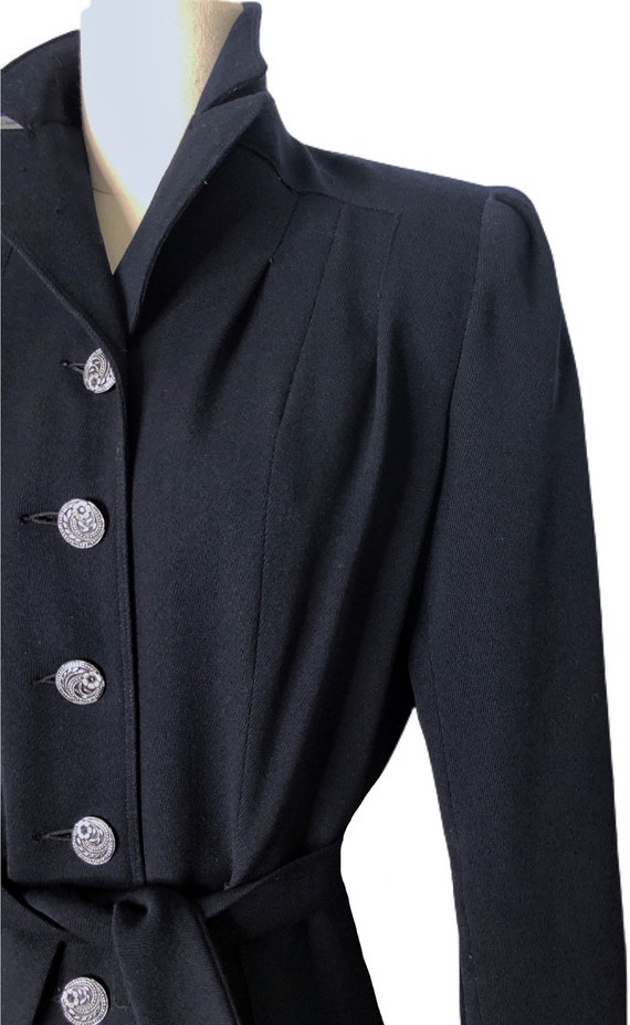 Vintage 1930s-1940s Deep Blue/Black Coat Fit & Fl… - image 7