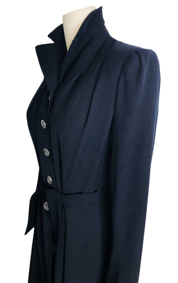 Vintage 1930s-1940s Deep Blue/Black Coat Fit & Fl… - image 6