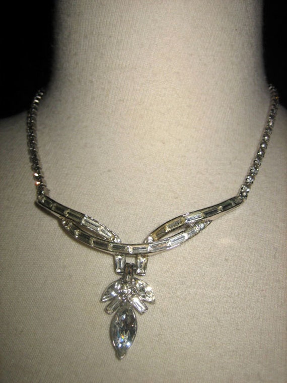 Vintage 50s Glittering Rhinestone Necklace - image 2