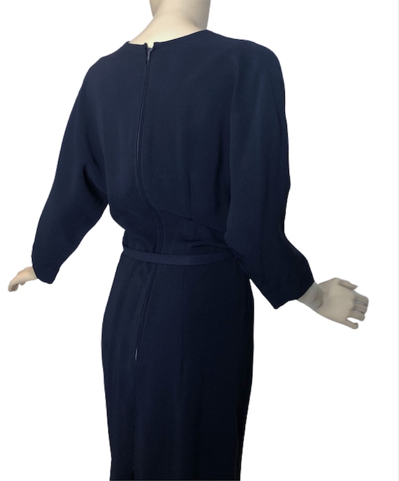 Vintage 40s Dress by Eisenberg Originals Navy Cre… - image 3