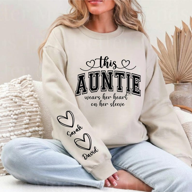 This Mama/Grandma/Nana Wears Her Heart on Her Sleeve Svg, Mama Bundle, Mother's Day, Custom Kids Names, Mama Heart Svg, Mom Sweatshirt Svg image 3