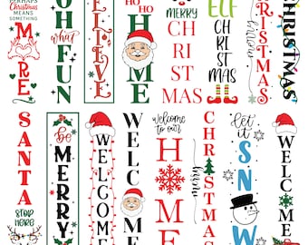 Christmas Porch Sign SVG Bundle, Vertical Christmas SVG, Holiday Porch Decor PNG, Merry Christmas Sign Cut Files for Cricut Silhouette