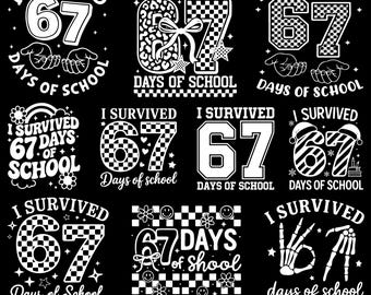 I Survived 67 six seven Days of School svg png, 67 Checkered Svg, School Six Seven, Funny Student PNG,67 Trendy Svg,funny 6 7 Meme hands svg
