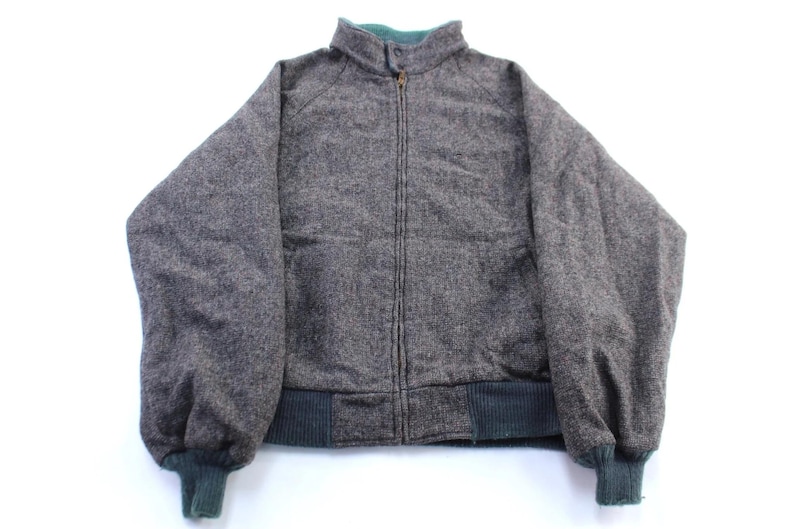 Vintage Pendleton Woolen Mills Grey & Green Zip Up Jacket - ThriftedThreads.com