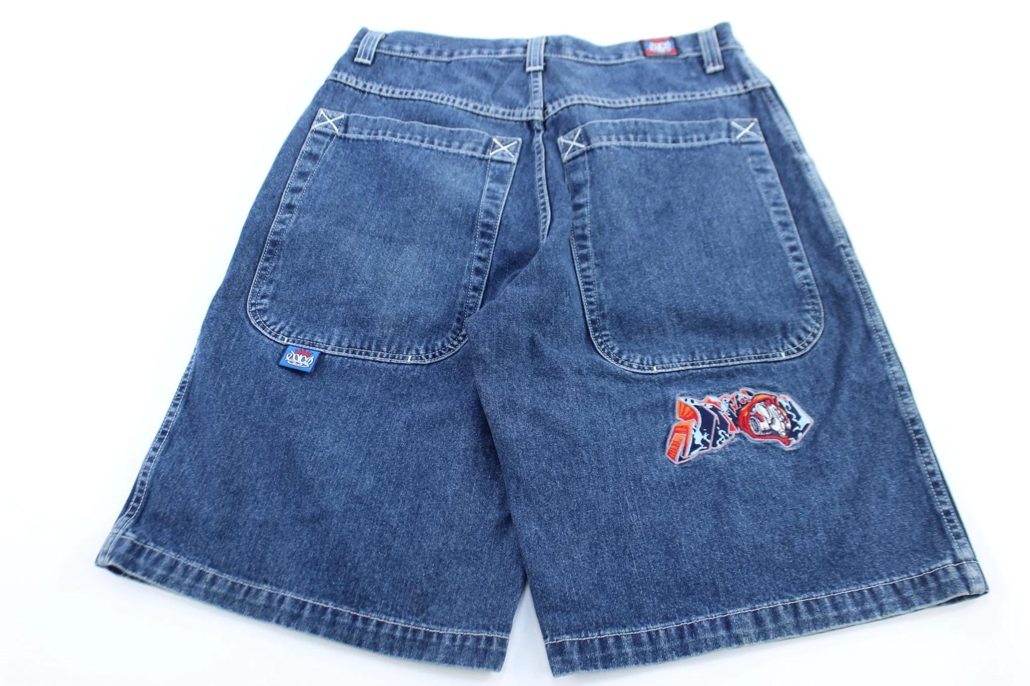 希少 00s Jnco jeans baggy shorts W33 VTG JNCO Jeans Baggy Denim Shorts Men's 33 Embroidered Blue
