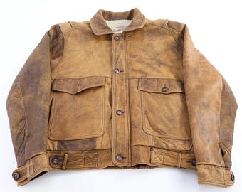 90's Startown Brown Leather Sherpa Lined Jacket