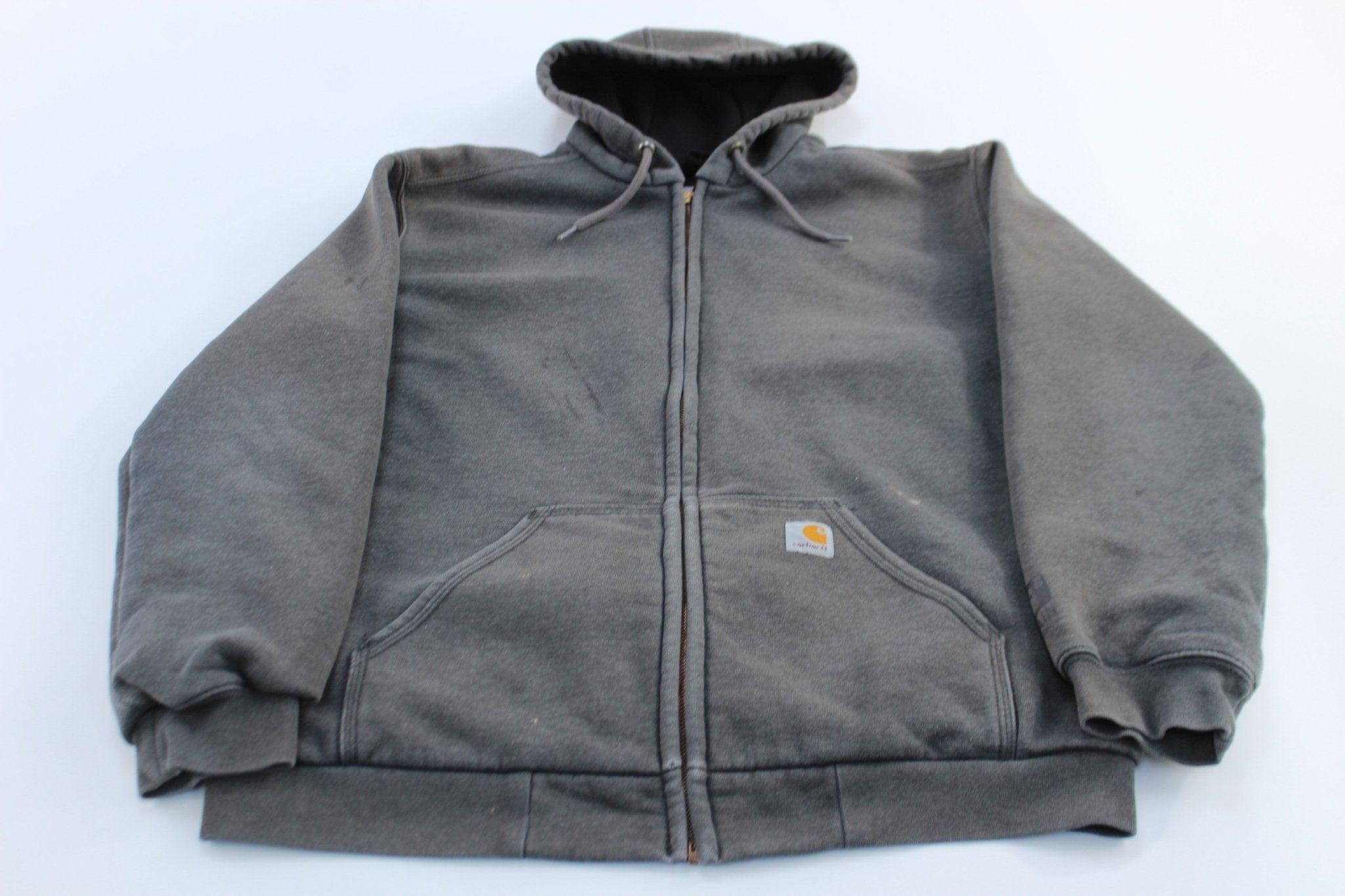 Carhartt Logo Patch Grey Rain Defender Zip up Hoodie - Etsy
