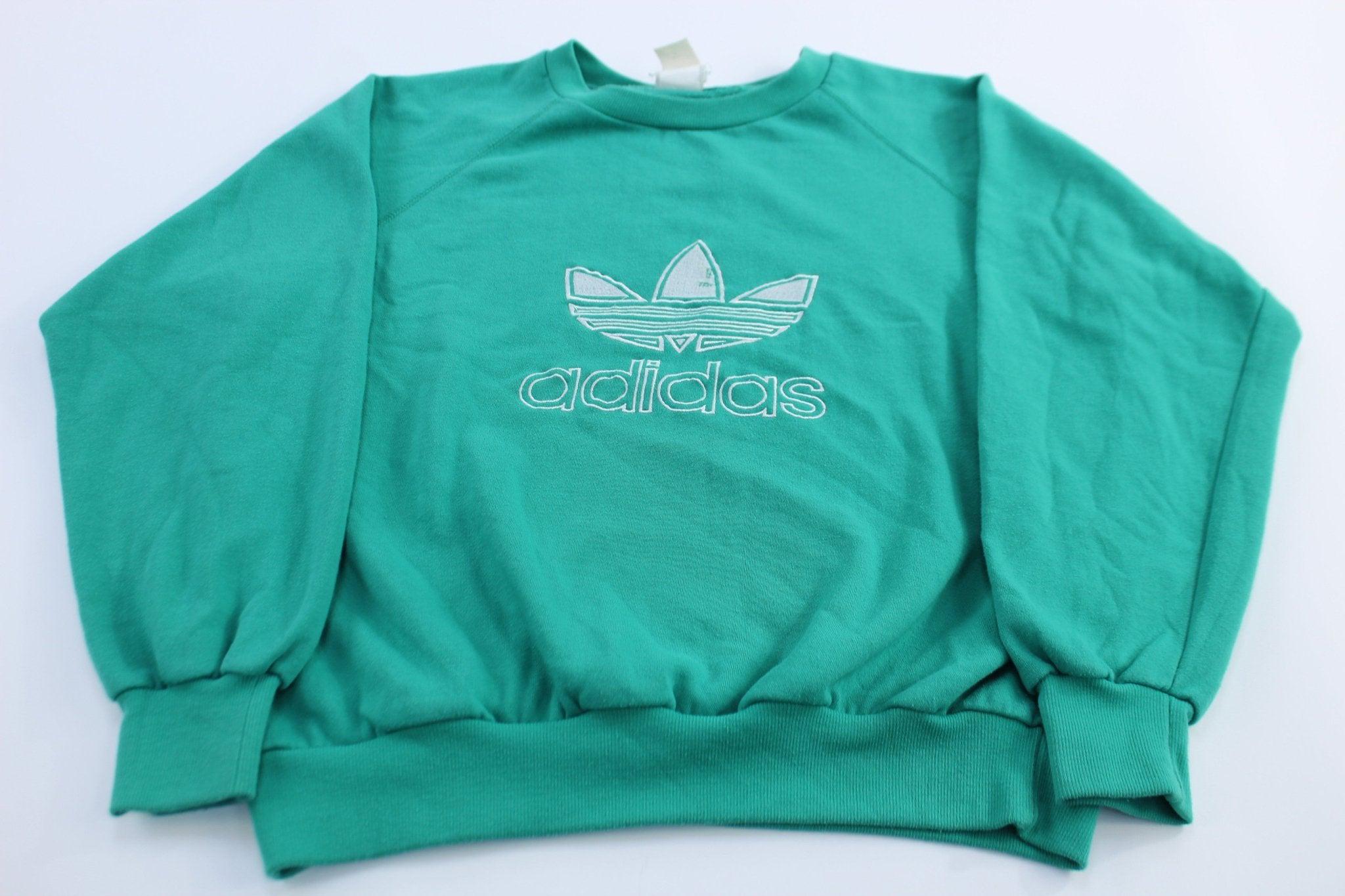 80's Adidas Embroidered Trefoil Logo Green Sweatshirt - Etsy