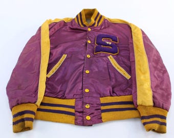 50's Cheerleader Purple & Gold Varsity Letterman Jacket