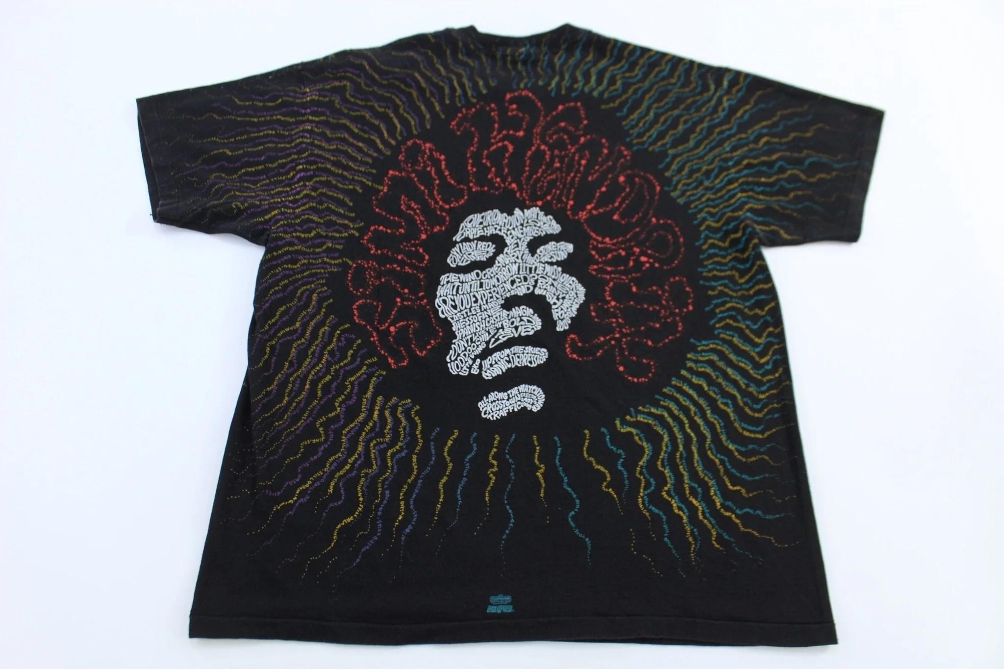 90's Jimi Hendrix All Over Graphic T-shirt - Etsy