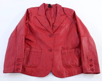 Women's Metro Style Red Leather Jacket