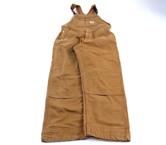 Carhartt Logo Patch Tan Duck Bib Overalls