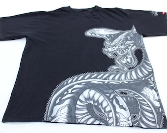 Camiseta vintage cruzada con dragón de JNCO