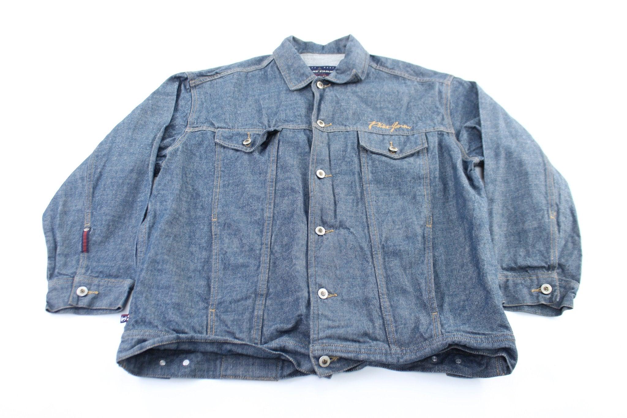 Veste Homme Phat Farm Vintage Y2K – Jean Noir Détail Carreaux – Taille 2XL