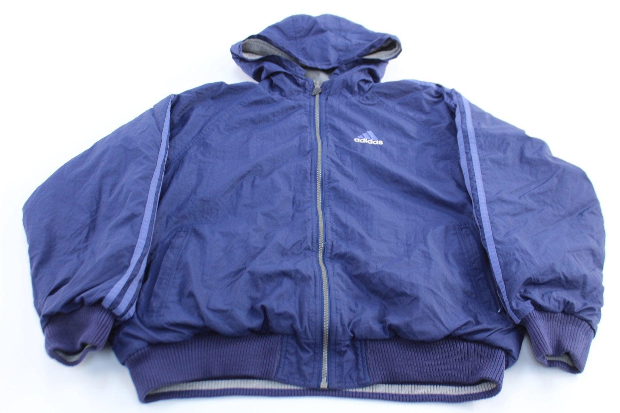 90's Adidas Embroidered Logo Blue & Grey Reversible Jacket - Etsy