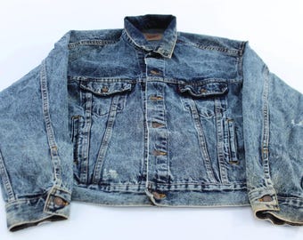 90's Levi's Acid Wash Denim Trucker Jacket - Etsy