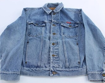 Vintage 90s Wrangler Authentic Western Blue Trucker Denim Jacket