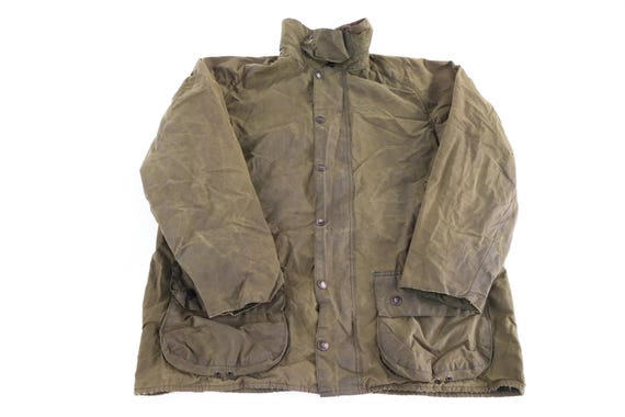 Vintage Barbour Olive Green Waxed Jacket - Gem