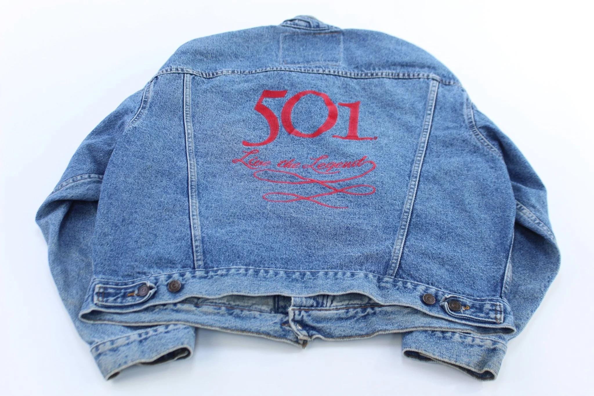 リーバイスの刺繍入り「501 Live The Legend」デニムジャケット - Etsy