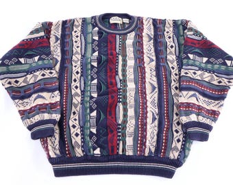 Vintage 90s Cotton Traders Sweater Mens XXLT Colorful Coogi Style