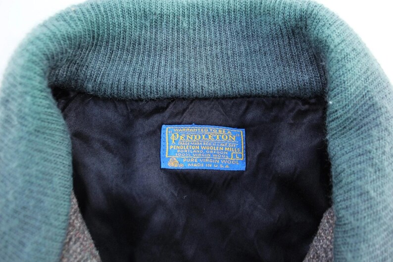 Vintage Pendleton Woolen Mills Grey & Green Zip Up Jacket - ThriftedThreads.com