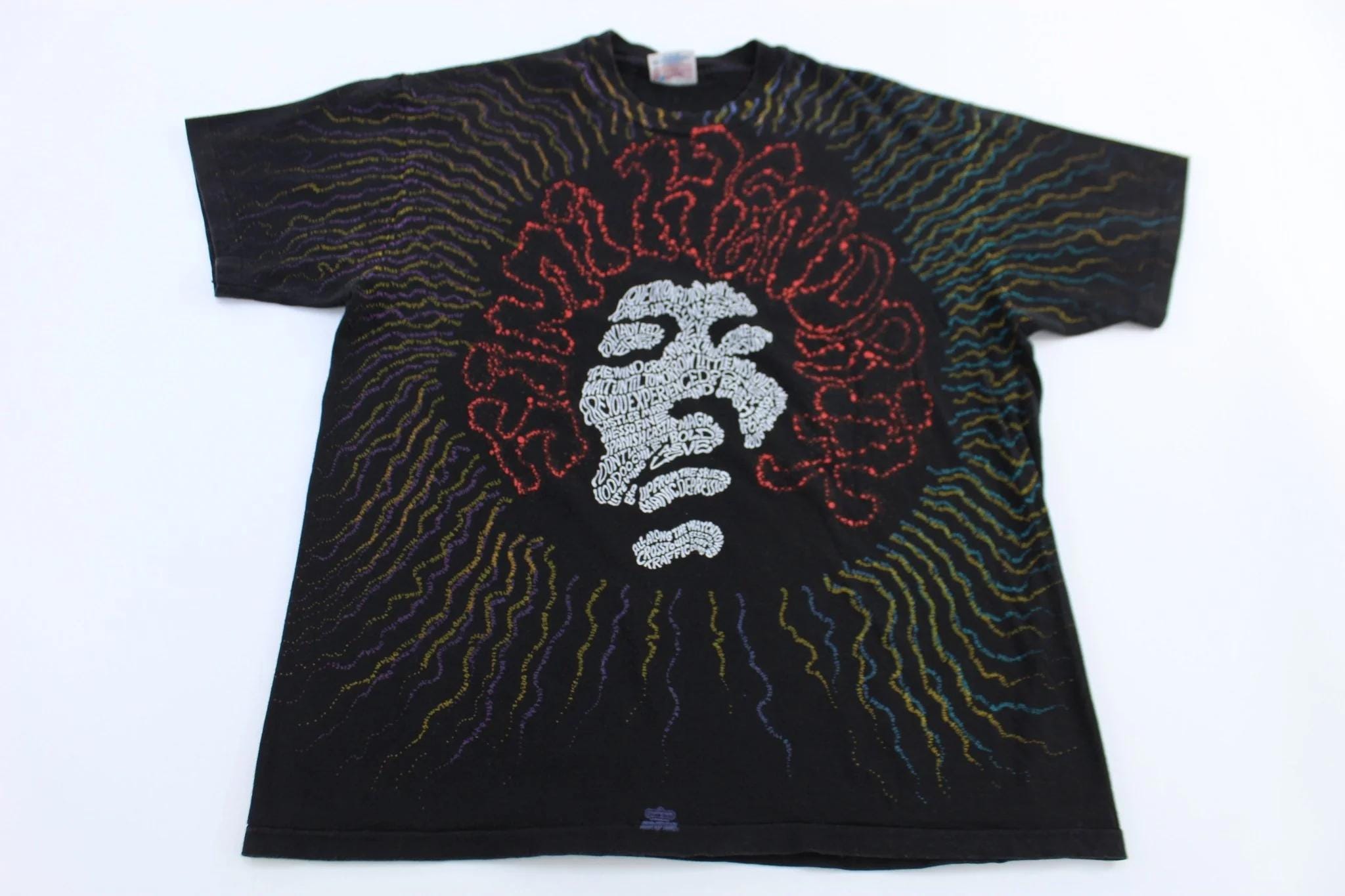 90's Jimi Hendrix All Over Graphic T-shirt - Etsy