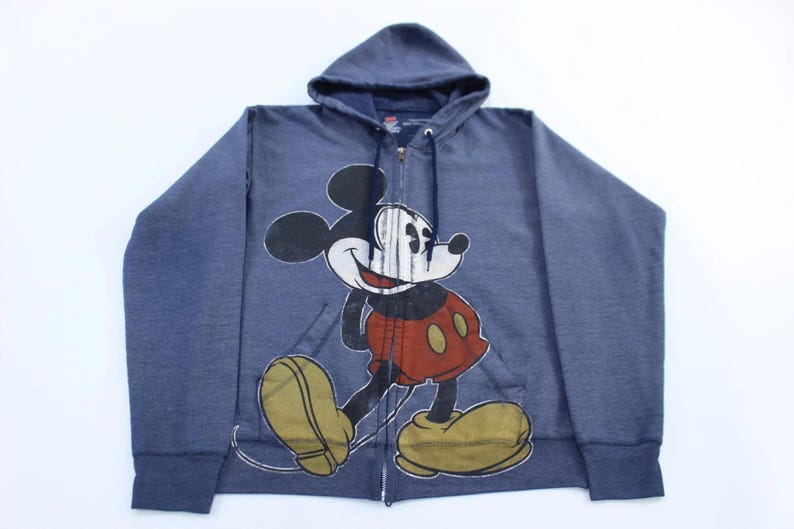 Disneyland Mickey Mouse Graphic Full Zip Hoodie - ThriftedThreads.com