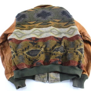 Vintage Pendleton Woolen Mills Aztec Patterned Leather Jacket - ThriftedThreads.com