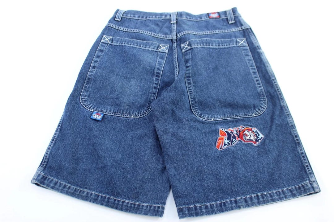 90's JNCO Embroidered Gas Mask Denim Baggy Shorts - Etsy