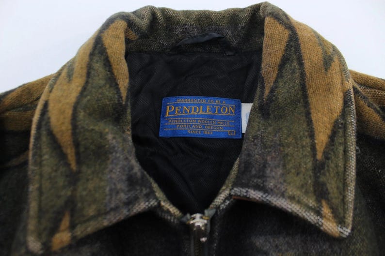 Vintage Pendleton Woolen Mills Aztec Patterned Leather Jacket - ThriftedThreads.com