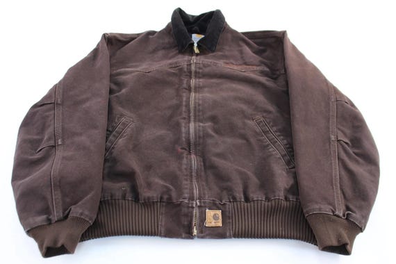 Carhartt Logo Patch Brown Santa Fe Zip up Jacket - Etsy
