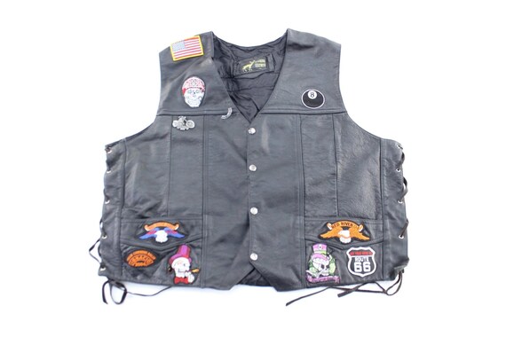 Leather Patched Button Down Vest - image 1