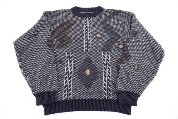 90's Academic Multipattern Knit Sweater