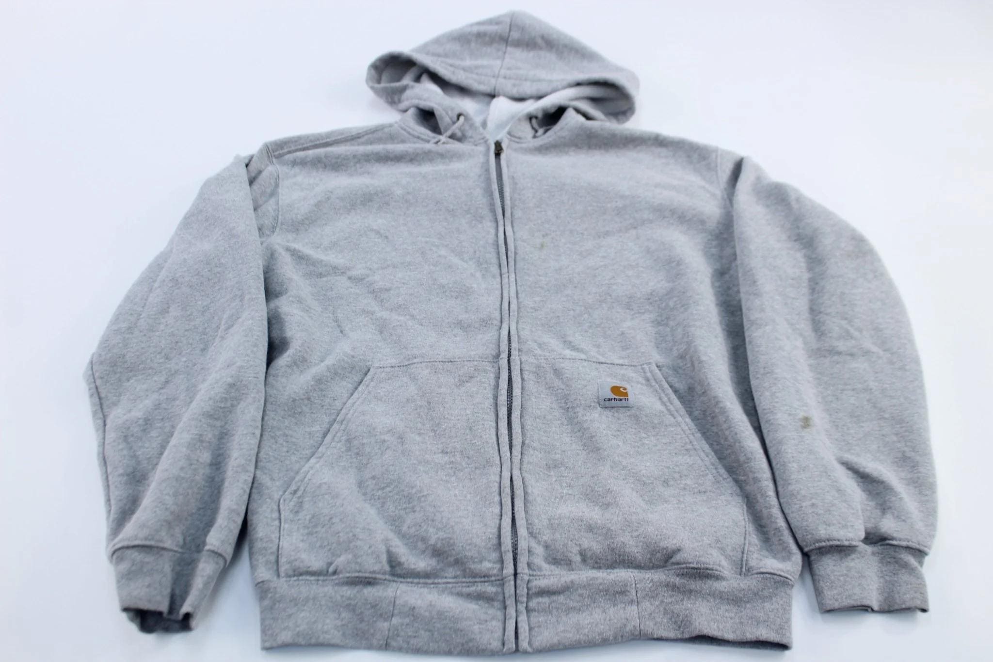 【送料&関税込】Carhartt Logo Patch Hoodie Carhartt Logo Patch Grey Zip up Hoodie - Etsy