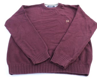 Tommy Hilfiger Embroidered Logo Burgundy Knit Sweater
