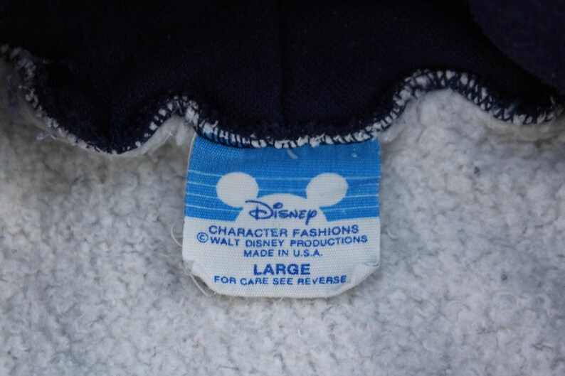80's Disney Mickey Mouse Grey & Blue Pullover Hoodie - ThriftedThreads.com
