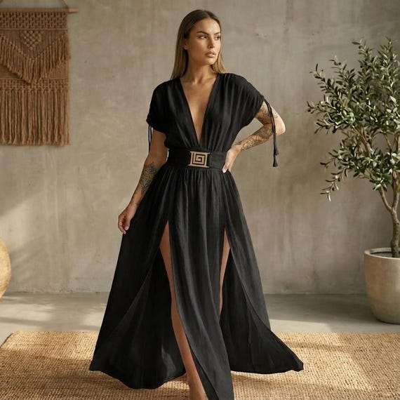organic cotton summer dress Bohemian Dress: Goddess Slit Womens dresses Size:GIRL-10-FAMILY light pink engagement dress Hannah Strapless Mesh Maxi Each one is a