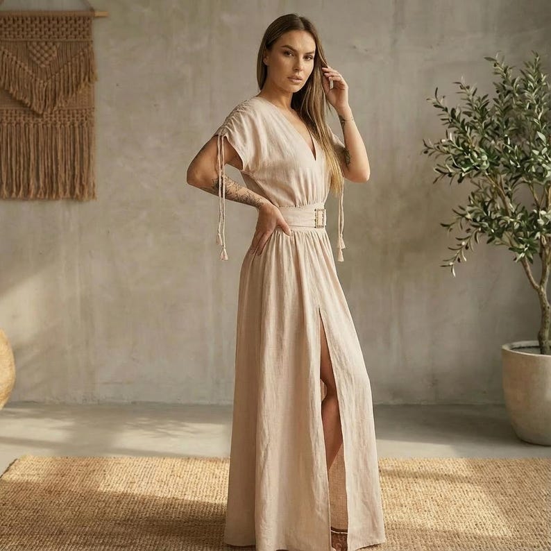 Organic Cotton Slit Dress: Bohemian Goddess Festival Costume image 14