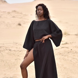 High Slit Skirt Set, Maxi Skirt Dress, Boho Swimsuit, Goddess Skirt Set, Cover-up, Two Piece Skirt Set, Yoga Outfit, Beach Outfit, Gift her