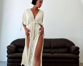 Organic Cotton Bohemian Dress: Goddess Slit Summer Dress