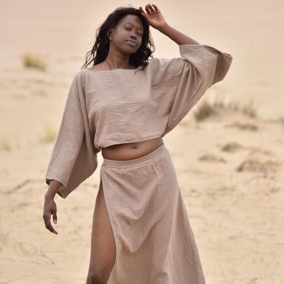 Boho Skirt and Top Set: Flowy Eco-friendly Outfit Israel